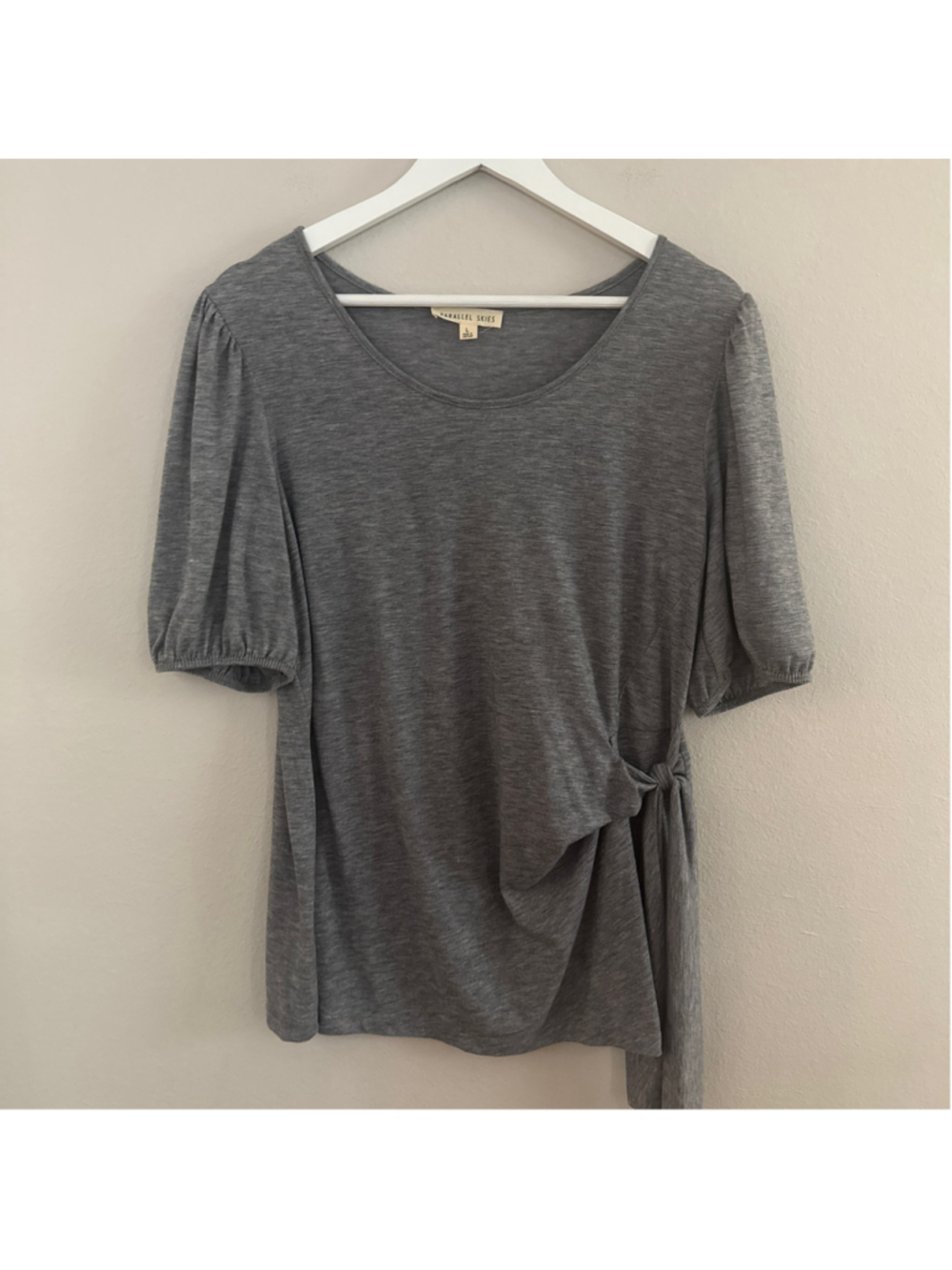 Parallel Skies 3/4 Sleeve Blouse Waist Tie Puff Sleeves [LP0772]